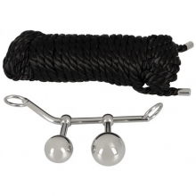 Набор для бондажа с металлическим аналлоком и веревкой Bondage Plugs With Rope