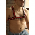 Мужская портупея из натуральной кожи Black-Red черно-красная