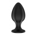 Черная силиконовая анальная пробка рельефная S