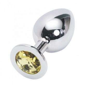 Большая анальная пробка Anal Jewelry Plug Silver Yellow L