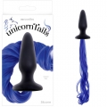 Анальная пробка с ярко-синим хвостом Unicorn Tails - Blue