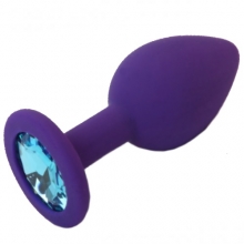 Фиолетовая силиконовая пробка с голубым стразом S