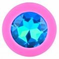 Розовая силиконовая пробка с голубым кристаллом M