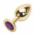 Стальная пробка Jewelry Plug Medium Gold фиолетовая