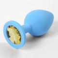 Голубая силиконовая пробка с желтым стразом