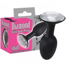 Черная силиконовая анальная пробка с кристаллом Diamond Silicone Plug