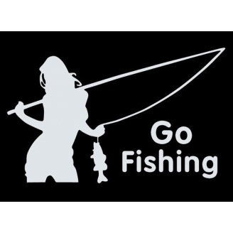 Виниловая наклейка на авто белая Go Fishing