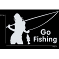 Виниловая наклейка на авто белая Go Fishing