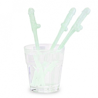Трубочки для коктейлей Penis Straws светящиеся в темноте 10 шт.