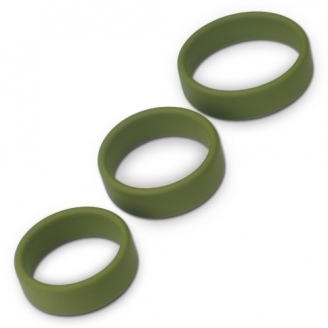 Набор из 3 плоских эрекционных колец Power Plus Soft Silicone Pro Ring зеленого цвета