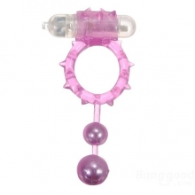 Виброкольцо с 2 утяжеляющими шариками фиолетовое Ball Banger Cock Ring