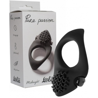 Эрекционное виброкольцо с клиторальным стимулятором Pure Passion Midnight черное