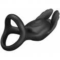 Перезаряжаемое эрекционное вибро-кольцо Pretty Love Vibrant Penis Ring Silas с петлей на мошонку черное