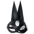 Кожаная черная маска с ушками зайчика ручной работы