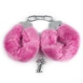 Металлические наручники с мехом розовые