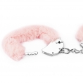 Розовые металлические наручники с мехом Fetish Pleasure