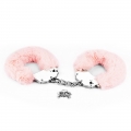Розовые металлические наручники с мехом Fetish Pleasure