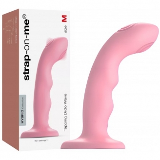 Универсальный стимулятор с двойной точечной пульсацией Strap-On-Me Tapping Dildo Wave M коралловый 15 см