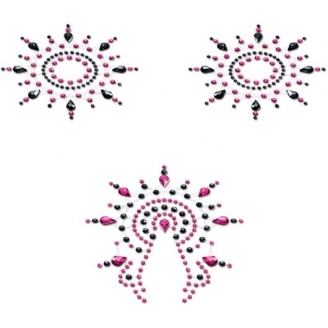 Пэстисы Breast & Pubic Jewelry черные и розовые Crystal Stiker