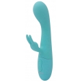 Вибратор с клиторальным стимулятором в форме ушек кролика Naya аквамаринового цвета