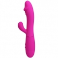Перезаряжаемый вибратор с клиторальным стимулятором Pretty Love Snappy малиновый