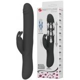 Вибромассажер Byron с клиторальным стимулятором и движущимися в стволе шариками черный