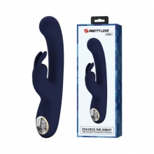 Перезаряжаемый вибратор с клиторальным стимулятором-кроликом и LED-экраном Pretty Love Lamar синий