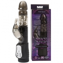 Вращающийся вибратор-кролик Hi-tech Black Madgic со стимулирующими шариками