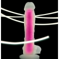 Светящийся в темноте фаллоимитатор Toyfa Tony Glow 14,5 см прозрачно-розовый