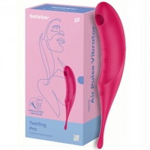 Вакуумный стимулятор с вибростимулирующим отростком Satisfyer Twirling Pro красный