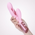 Розовый вибратор-пульсатор с клиторальным стимулятором и движущимся язычком для зоны G Selove Fluttery