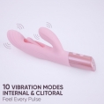 Розовый вибратор-пульсатор с клиторальным стимулятором и движущимся язычком для зоны G Selove Fluttery
