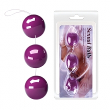 Три вагинальных шарика на сцепке Sexual Balls фиолетовые