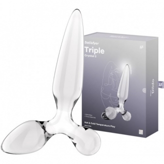 Стеклянный стимулятор 3 в 1 Satisfyer Triple Crystal 2 прозрачный 22 см